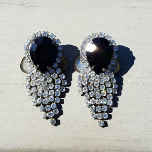 Shoe Clip, MUSI Shoe Clip, Silver Plated, Prong Set Rhinestones, Black and Silver, Circa 1950s 1960s Vintage Shoe Slip, Gift for Her