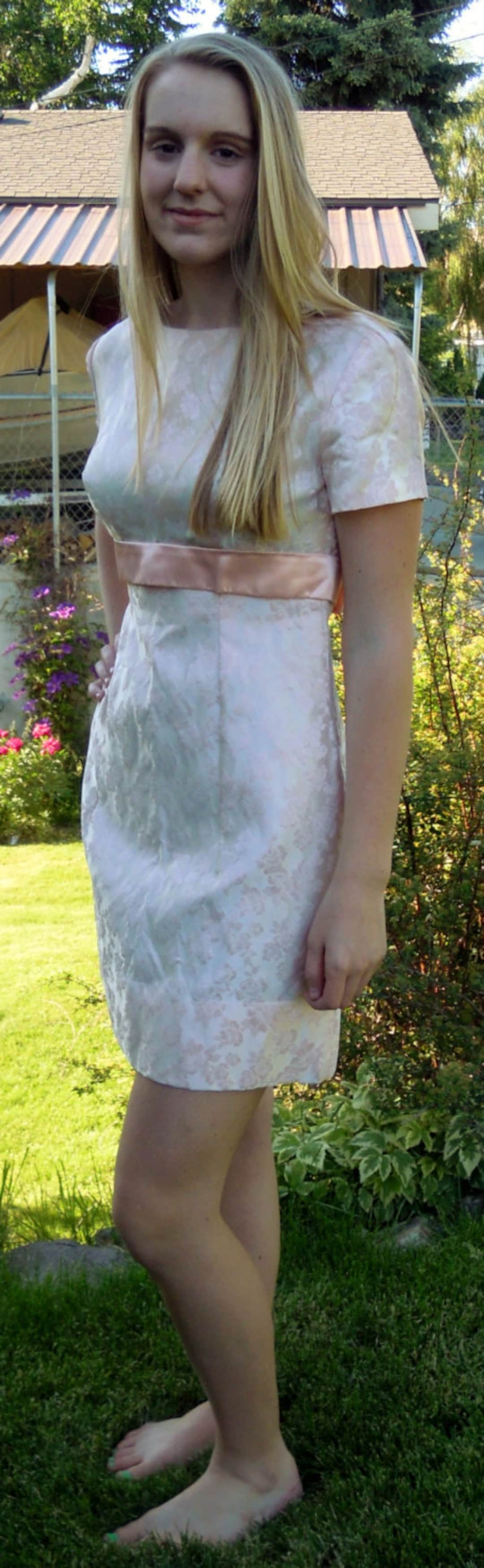 Vintage Dress, Mini Dress, Pink Brocade Dress, Prom Dress, 1960s Dress — free download