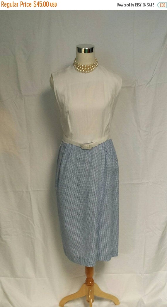 1970s Blue Gingham Dress Seersucker Daynne 2 piec… - image 3