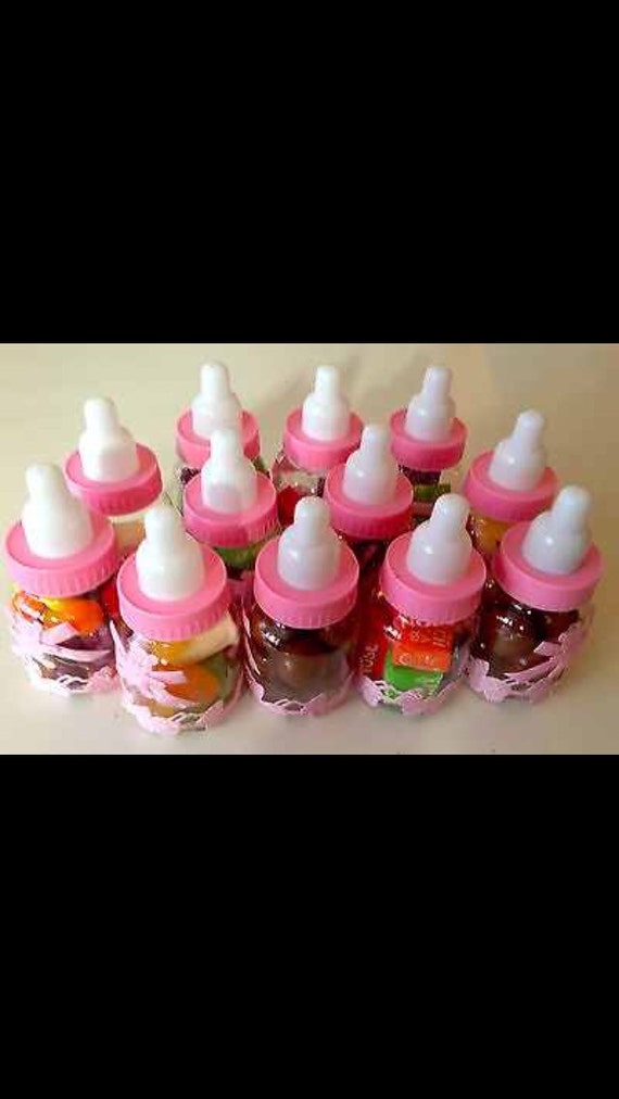 X20 Sweet Filled Baby Bottles Pink Blue Baby Shower Favours Etsy