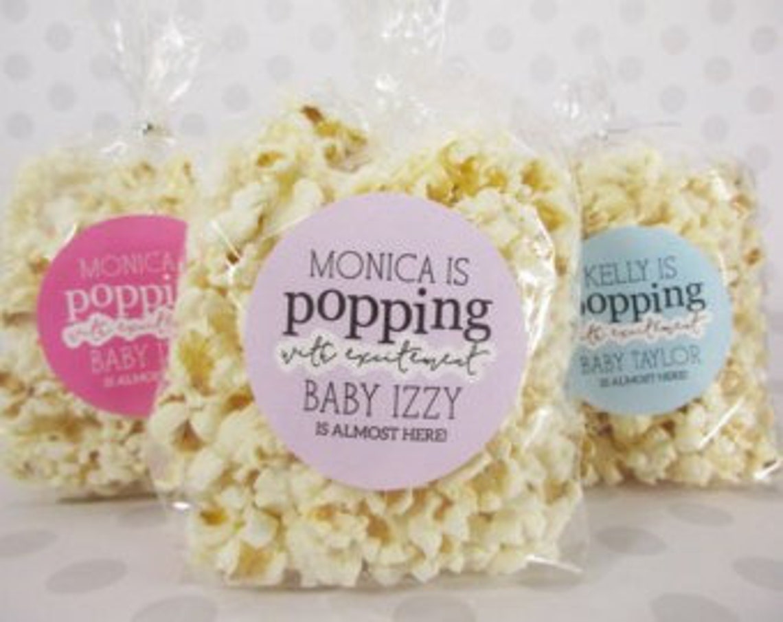 X8 Filled Popcorn Bags With Tag Baby Shower Favour Gift Game Etsy UK