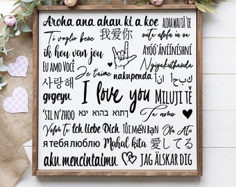 24x24 I Love You autour du monde Pochoir vinyle SEULEMENT