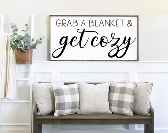 24x48 Grab a Blanket and Get Cozy Vinyl Stencil ONLY