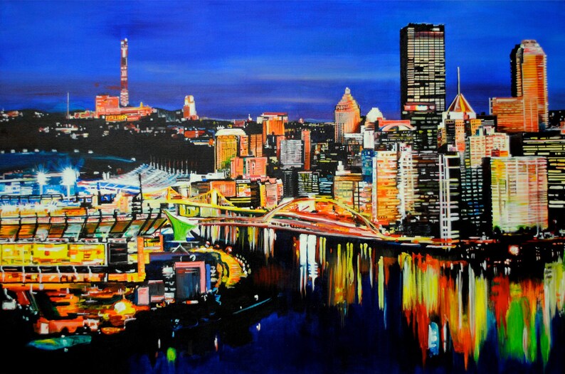 Art Print of Original Painting of the Pittsburgh Skyline image 1
