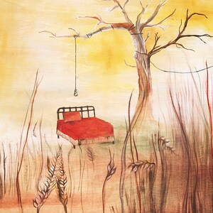 Art Print of original painting &quot;Little Red Bed&quot; by Emily May Carson