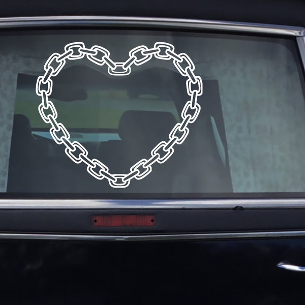 Chain Heart Vinyl Decal Sticker Goth Decals | Goth Car Decor | Goth Car Accessories | Spooky Car Decal | Halloween Decal For Car | Spooky