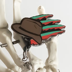 Freddy Krueger Retractable ID Badge Reel | Halloween Badge Reel | Spooky Badge Reel | Goth Badge Reel | Nurse Badge Reel | Teacher Badge