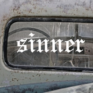 Sinner Vinyl Decal Sticker Goth Decals | Goth Car Decor | Goth Car Accessories | Spooky Car Decal | Halloween Decal For Car | Spooky