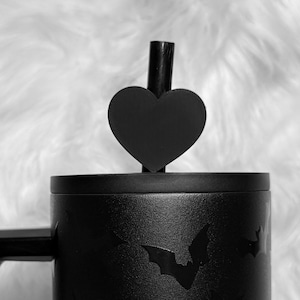 3D Printed Black Heart Stanley Straw Topper | Spooky | Tumbler Straw Topper | Horror Accessories | Goth Gift | Cute Straw Topper | Gothic