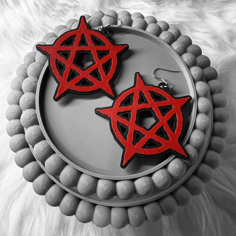 Pentagram Dangle Earrings: 3D Printed Goth Halloween Jewelry - Etsy