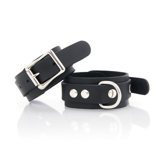Standard Mini Leather Handcuffs and Bondage Restraint Cuffs for BDSM Play
