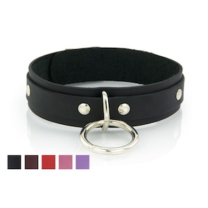 BDSM slavenhalsband met 1 ring voor bondagefetisj - Premium leer met O-ring en vergrendeling - GEPERSONALISEERDE GRAVERING beschikbaar