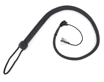 Chicote de couro de cauda única Spanking Fetish para chicotadas de escravos - Chicote trançado BDSM com alça balanceada