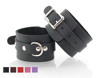 Ego Cuffs - Leather, Stitched, Suede Lined