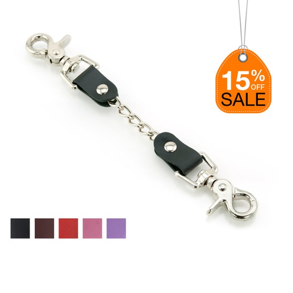 BDSM Leather Extended Connectors with Swivel Trigger Snap for Cuff Restraints
