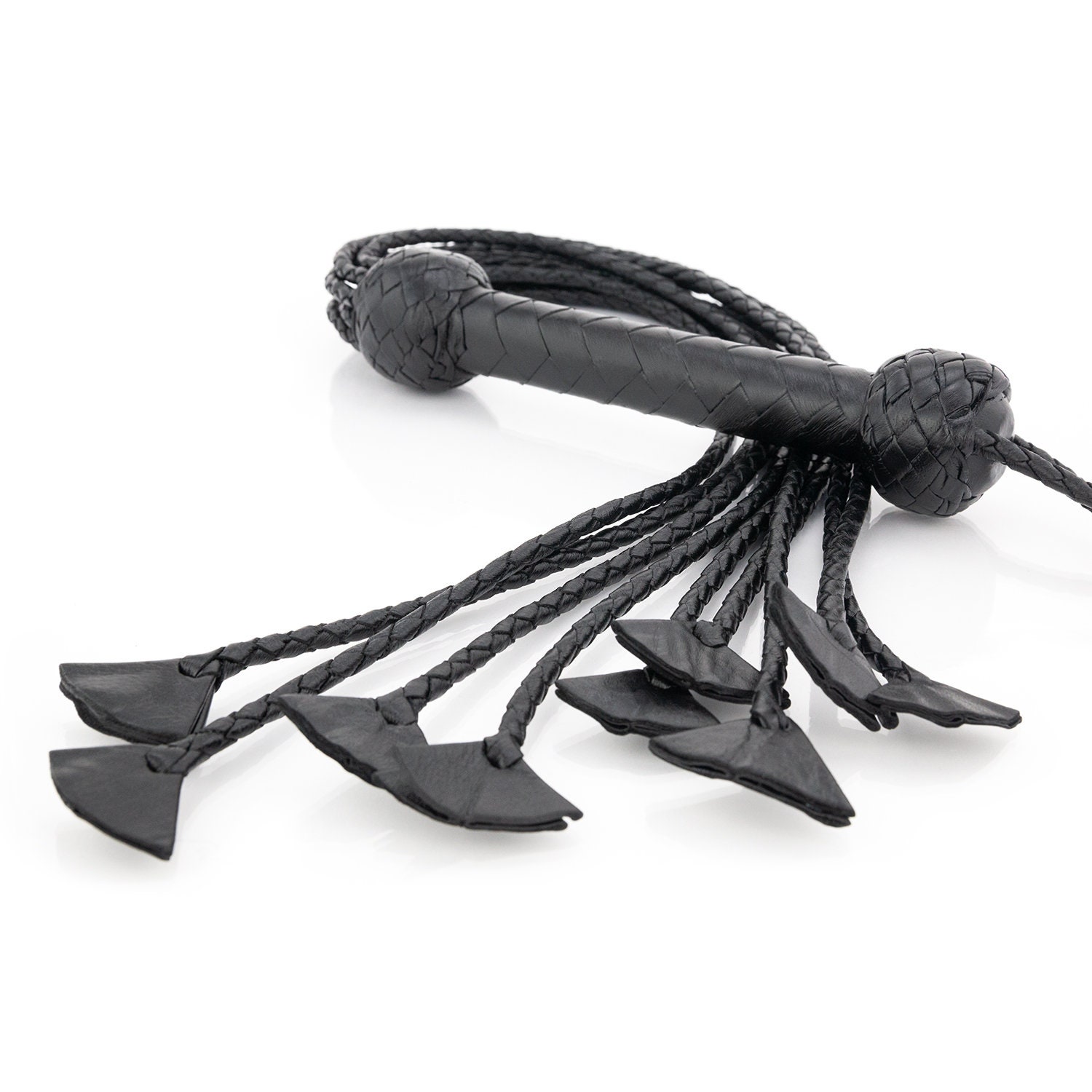 Cat O' Nine Tails Peitsche, Echtes Leder, 23 Cm Griff Und 59 Cm Schwanz