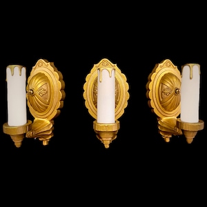 Set of 3 Antique Art Deco Sconces Circa 1930 (Flush Mount sold separately)