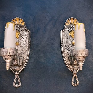 Antique Spanish Revival / Gothic Revival Early 1900s Sconce Pair, Fully Restored Vintage Sconces, pair #2 of 2