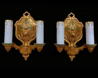 Lasalle Jadeite Center Sconces, Antique Art Deco Lasalle sconce pair 1920s, Matching Chandelier  and single light available as well