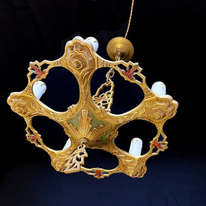 Antique Hanging Light by LaSalle circa 1920s. Art Deco Chandelier, Restored.