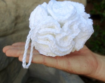 White Cotton Bath Pouf