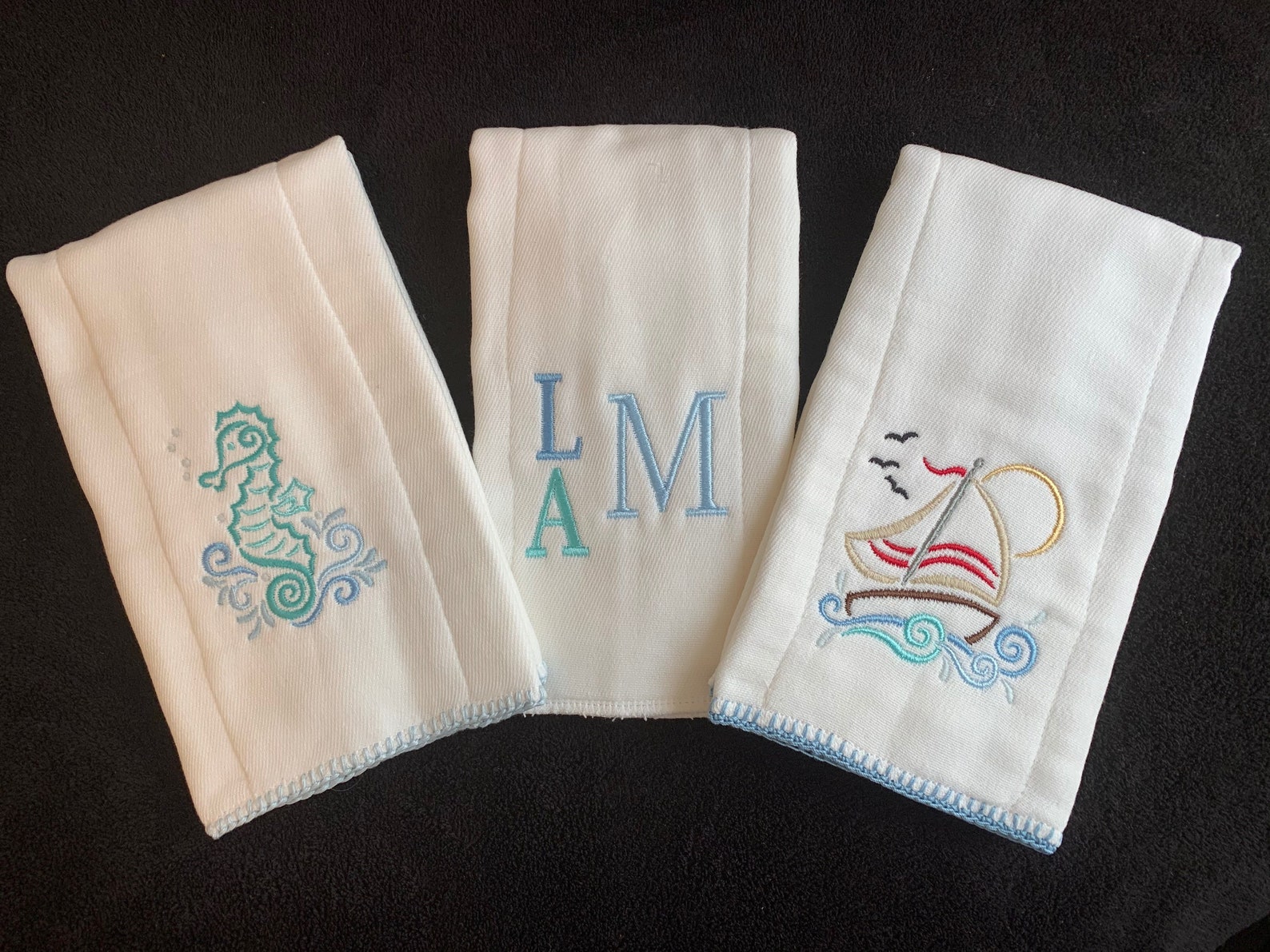 Monogrammed Burp Cloth Set of 3 Embroidered Burp Cloths Baby Etsy UK