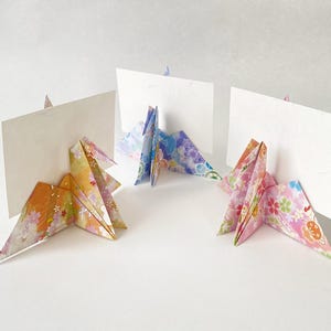 Set von Origami-Kranich-Tischkartenhalter für Hochzeiten, japanisches Muster-Origami-Tischkartenhalter für Event-Dekor