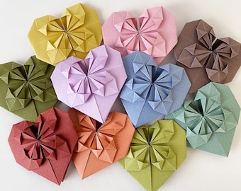 Set of Origami Paper Hearts for Wedding and Event Decor