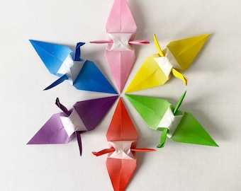 1000 3" Origami Paper Cranes, Rainbow Gradient Senbazuru, Wedding Decor, 1 Year Paper Anniversary, Event and Party Decoration