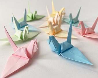 1000 3" Origami Paper Cranes, Pastel Tones Senbazuru, Wedding Decor, 1 Year Paper Anniversary, Event and Party Decoration