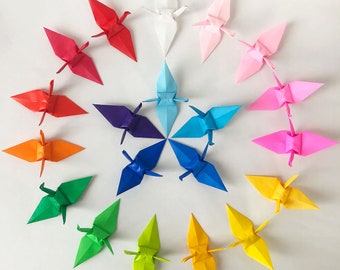 1000 3'' Origami Cranes, Multi Color Senbazuru, Rainbow Paper Cranes for Wedding Decor, 1 Year Paper Anniversary, Event and Party Decoration