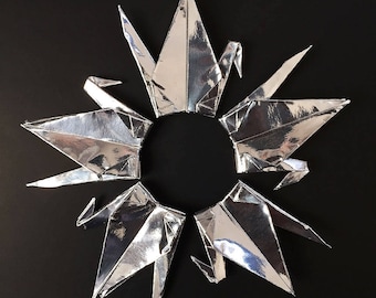 100 3" Silver Origami Paper Cranes, Wedding Decoration Tsuru, 1 Year Paper Anniversary, Event and Party Decor