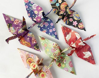 100枚の6インチ折り紙折り鶴、和柄の鶴、結婚式の装飾、1周年記念紙