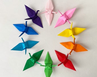 1000 6" Origami Cranes, Multi Color Senbazuru, Rainbow Paper Cranes for Wedding Decor, 1 Year Paper Anniversary, Event and Party Decoration