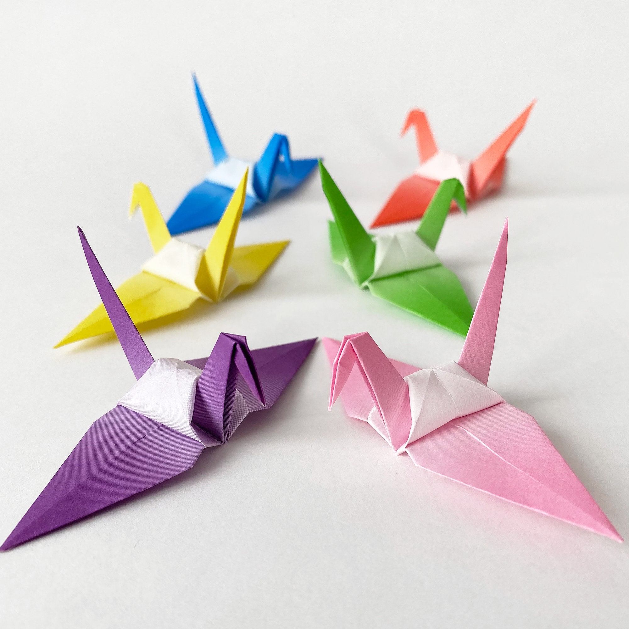 100 Large Origami Cranes Origami Paper Cranes Made of 15cm 6 Japanese Paper  5 Green Colors Gradation Tone Shade Wedding Decoration -  Denmark