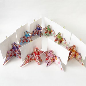 Set von Origami-Kranich-Tischkartenhalter für Hochzeiten, Muster im japanischen Stil Origami-Tischkartenhalter für Event-Dekor