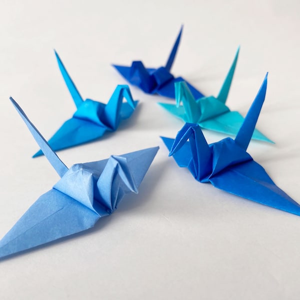 1000 3" Origami Cranes, Blue Tones Senbazuru, Paper Cranes for Wedding Decor, 1 Year Paper Anniversary, Event and Party Decoration