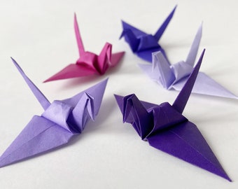 1000 3" Origami Cranes, Purple Tones Senbazuru, Paper Cranes for Wedding Decor, 1 Year Paper Anniversary, Event and Party Decoration