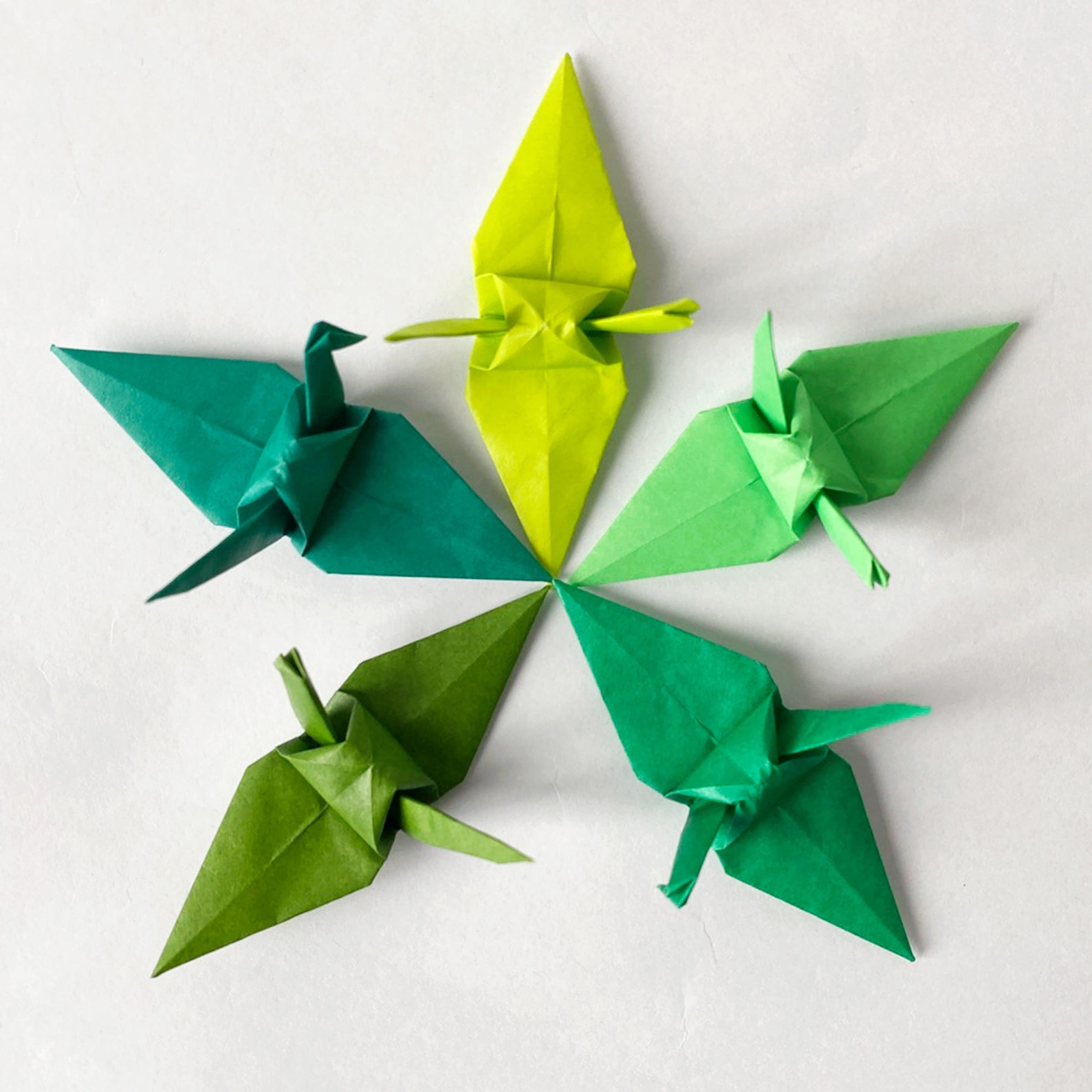 100 3 Origami Paper Cranes Green Tones Tsuru Wedding Etsy
