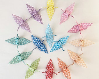 1000 Origami Paper Cranes, Chiyogami Senbazuru, Wedding Decor, 1 Year Paper Anniversary, Event and Party Decoration