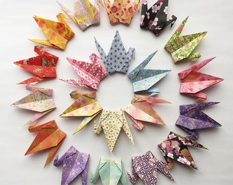 100 6" Origami Paper Cranes, 100 Chiyogami Patterns, Wedding Decoration Tsuru, 1 Year Paper Anniversary, Event and Party Decor