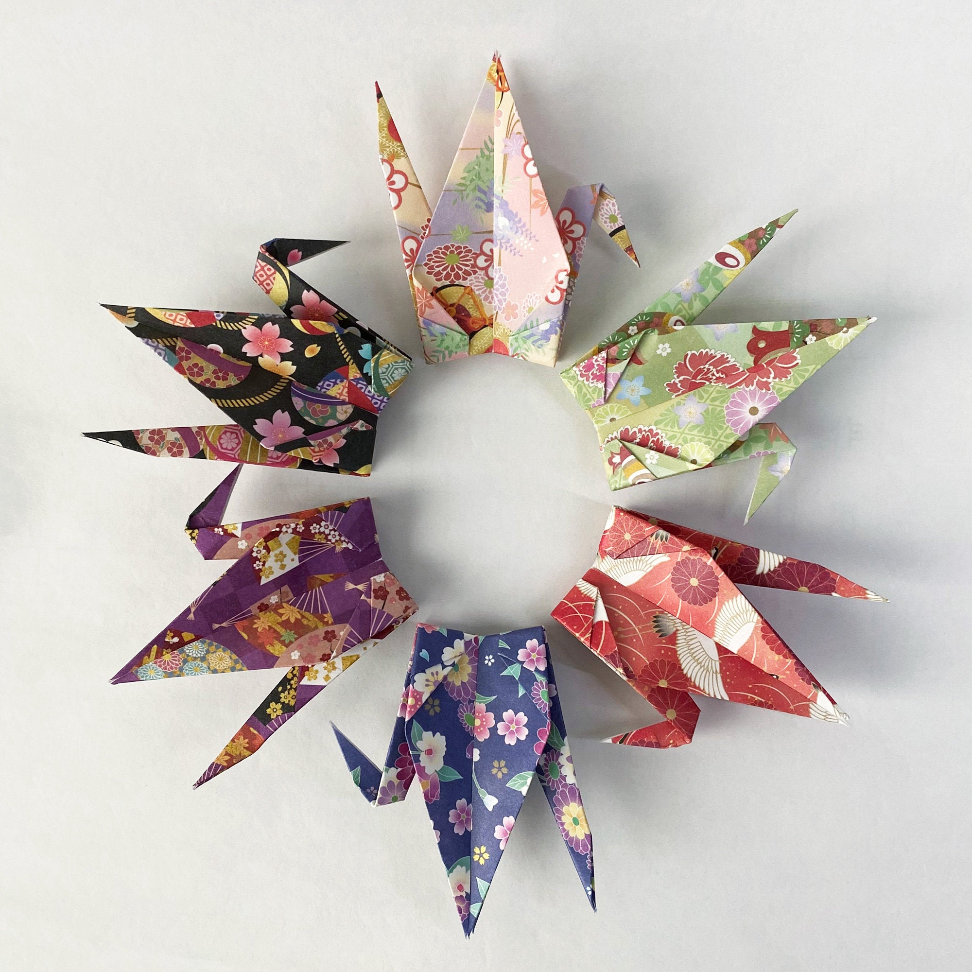 100枚の6インチ折り紙折り鶴、和柄の鶴、結婚式の装飾、1周年記念紙