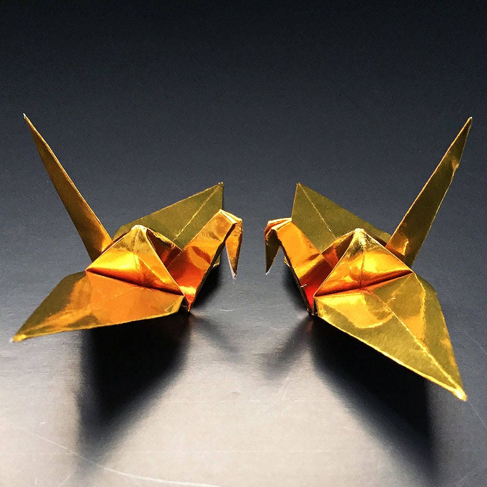 100 3 Gold Origami Paper Cranes Wedding Decor Tsuru 1 Etsy