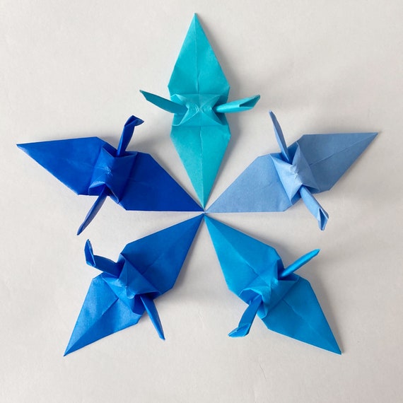 Buy 6 Origami Paper Cranes Blue Tones Tsuru Wedding Online India - Etsy