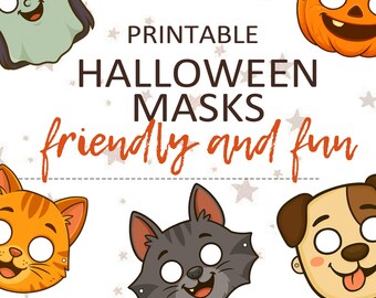 24 Masques En Papier Halloween Pour Enfants - 12 Modèles (chat, Citrouille, Sorcière...) - Élastique Inclus, Parfait Pour Fêtes Et Déguisements - 3