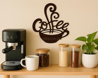 Coffee Bar Sign: Handmade Hanging Cafe Wall Decor - Coffee Shop Art - Made in USA