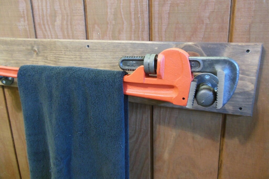 Industrial Pipe Wrench Towel Holder Etsy