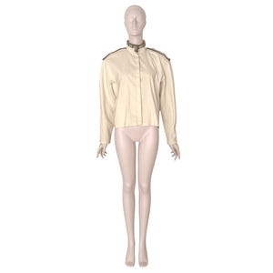 Vintage GIANNI VERSACE 1980s Yellow Cotton Jacket – Embellished Designer Runway Style, Rare Collectible Fashion