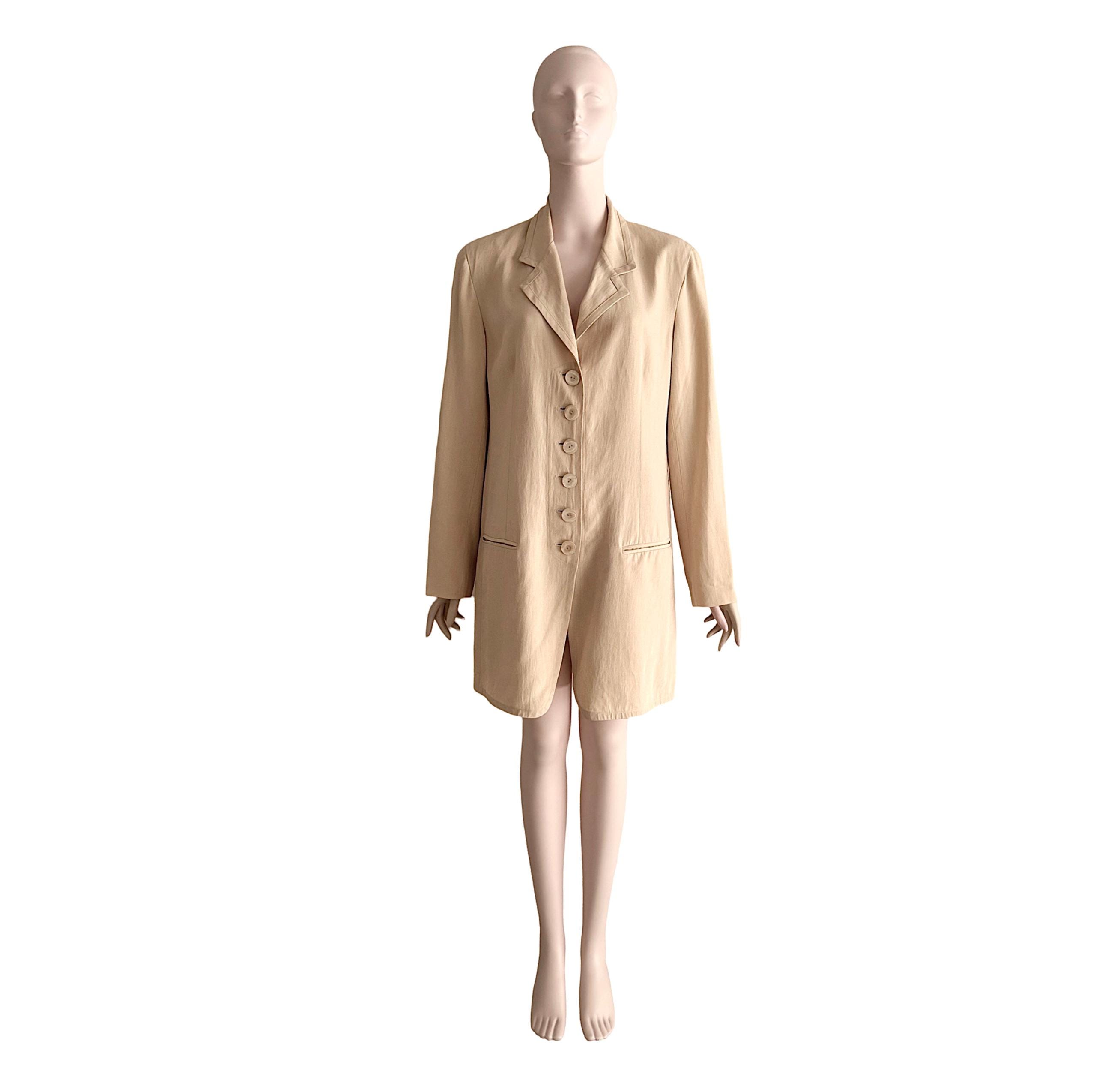 80-90s DONNA KARAN　Linen Over Jacket DONNA KARAN Vintage 1990s Silk Linen Mix Fabric Timeless