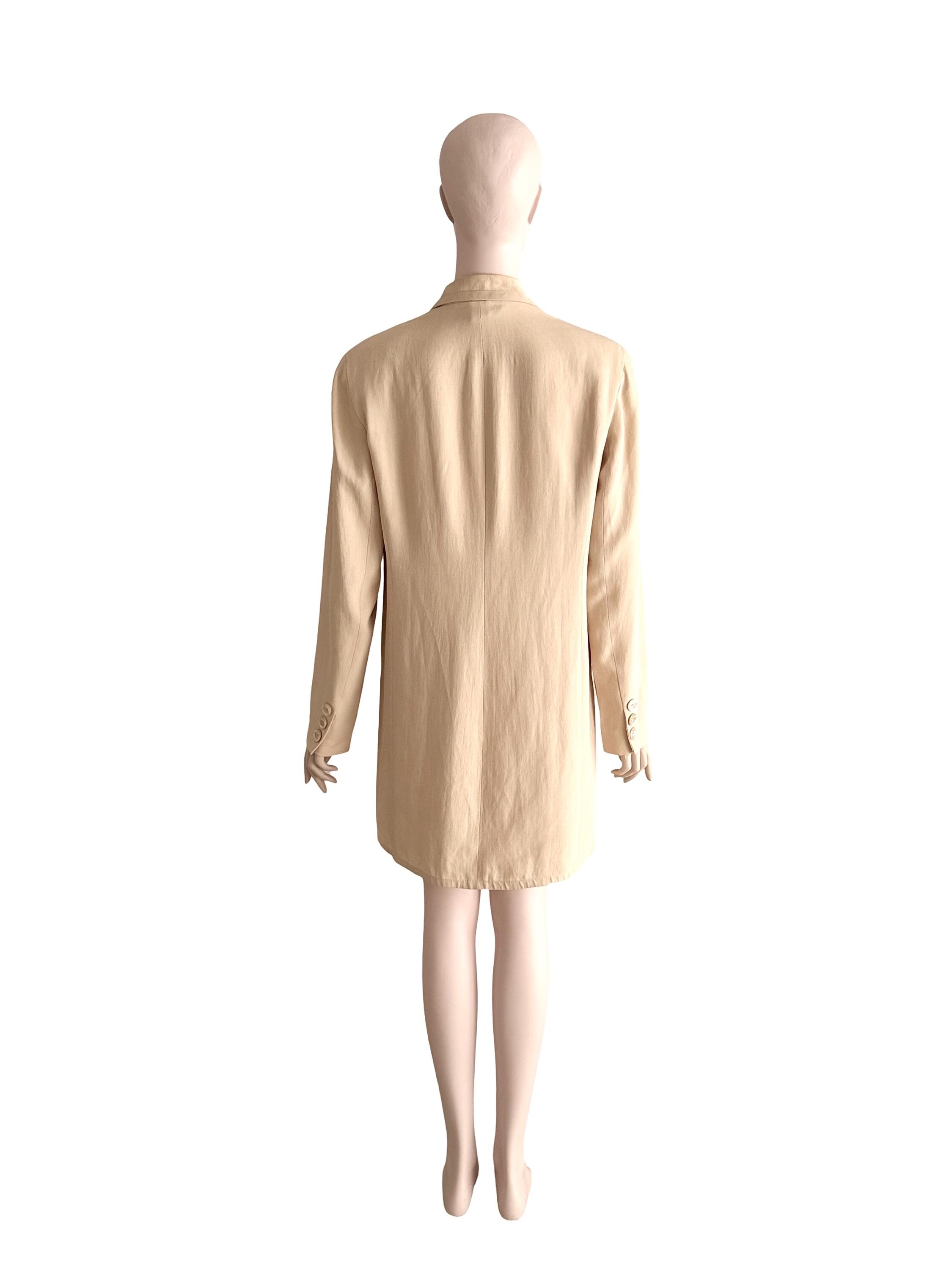 80-90s DONNA KARAN　Linen Over Jacket DONNA KARAN Vintage 1990s Silk Linen Mix Fabric Timeless